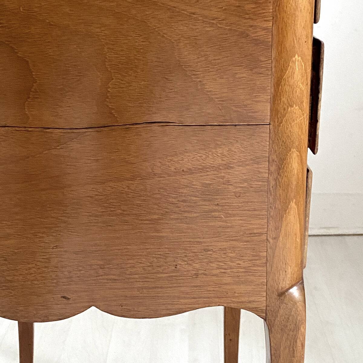 Louis XV style cherry wood bedside table with cabriole legs