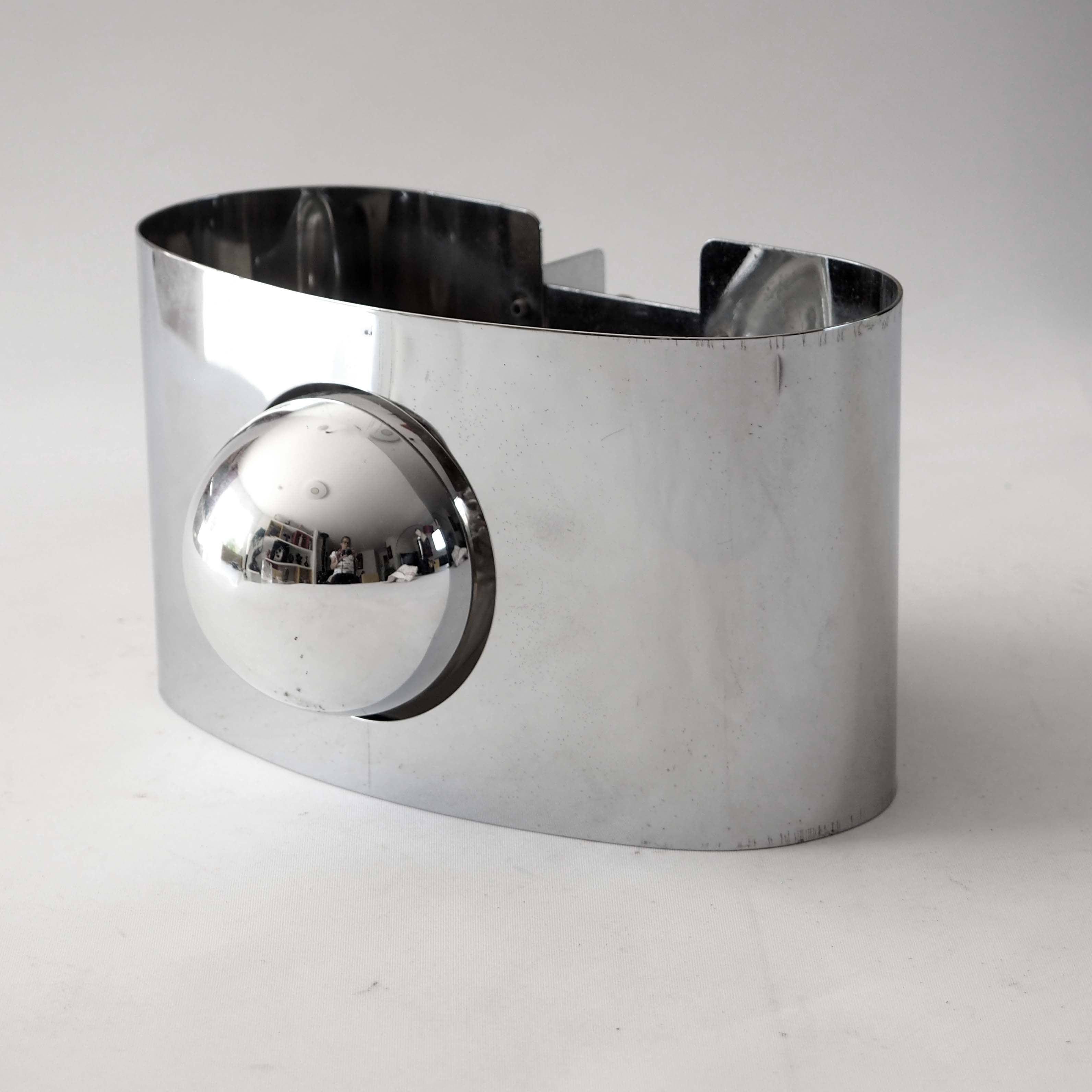 Stainless steel wall lamp space age 1970