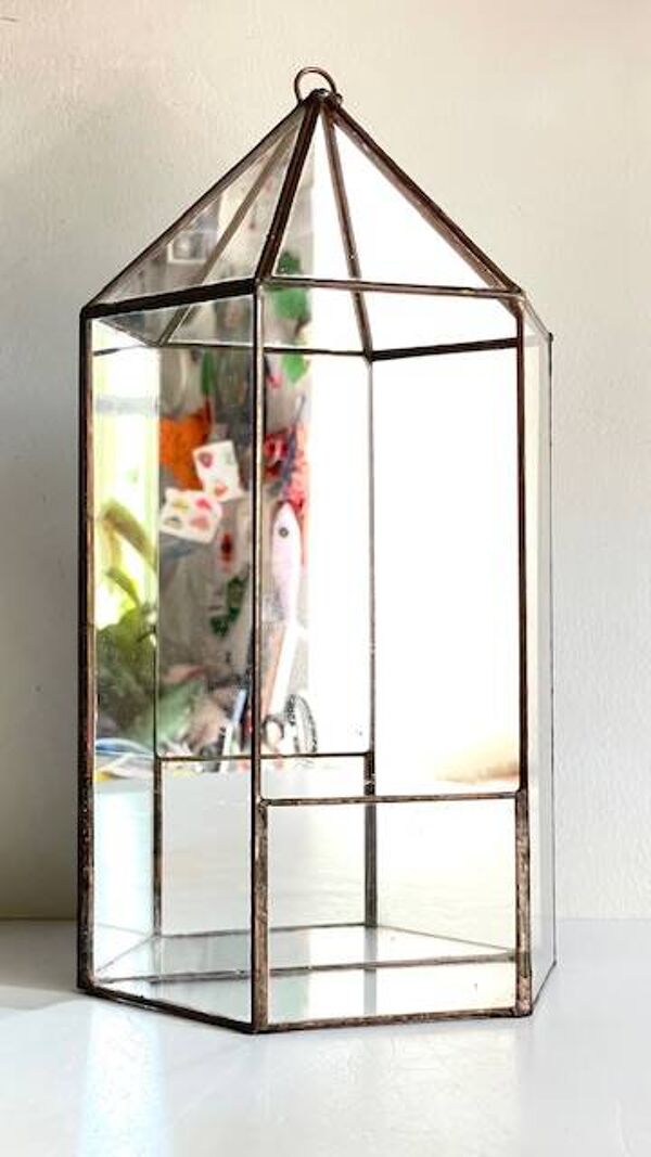 Vide poche mural miroir et laiton vintage