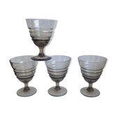 Lot de 4 verres en verre fumé années 70