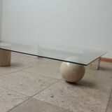 Italian Mid-Century Travertine Geometric Coffee Table attributed to Massimo and Lella Vignelli