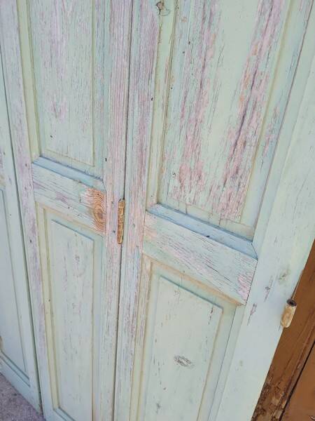 Set of shutters / 4 patinated woodwork elements 168 cm ep 1940