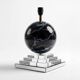 Architectural Stepped Lucite Lamp with Faux Marble Glass Sphere 1970s