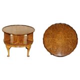 Vintage 1940s Burr Walnut swivel coffee table.