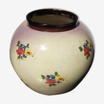 Old vase ball vallauris jerome massier decor flowers painted vintage