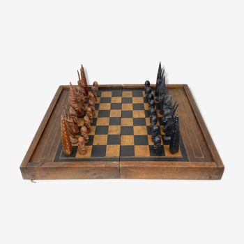 African chess game made of precious wood - travel box