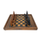 Jeu d'echec africain en bois précieux coffret de voyage