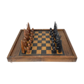 African chess game made of precious wood - travel box