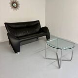 Old 2/3 seater lounge sofa designed by Jan Armgardt for Leolux in black leather
