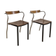 Pair of chairs design in wood and metal model "rio" by Pascal Mourgue