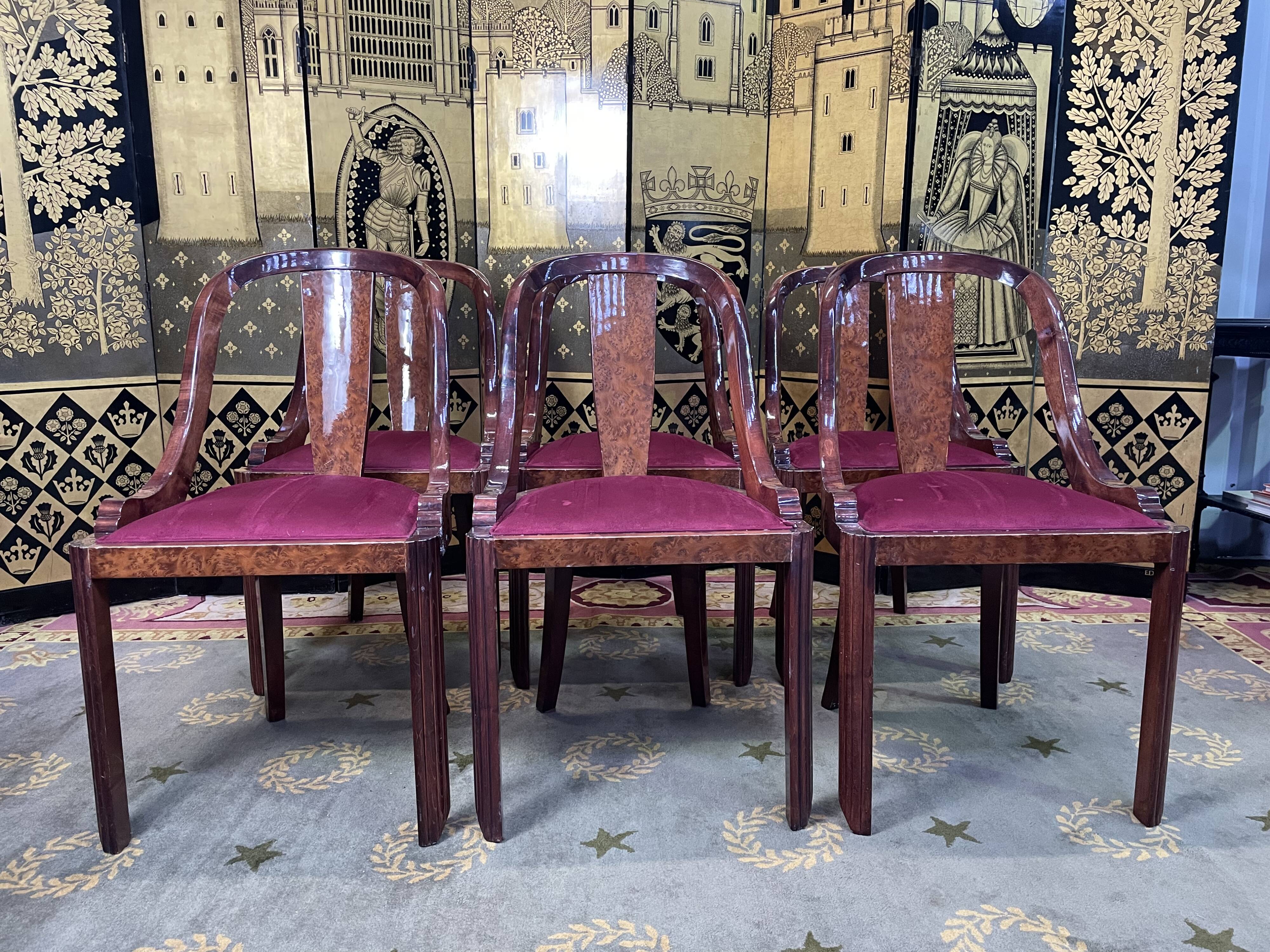 Suite of 6 Art Deco style gondola chairs