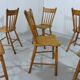 Set of 6 Antique Rustic Wooden Dining Chairs 1900