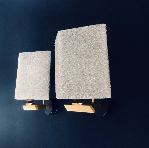 French Flush Mounted Wall Lamp Set, 1960s, Set of 2