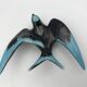 Vintage swallow in two-tone black and blue enameled ceramic