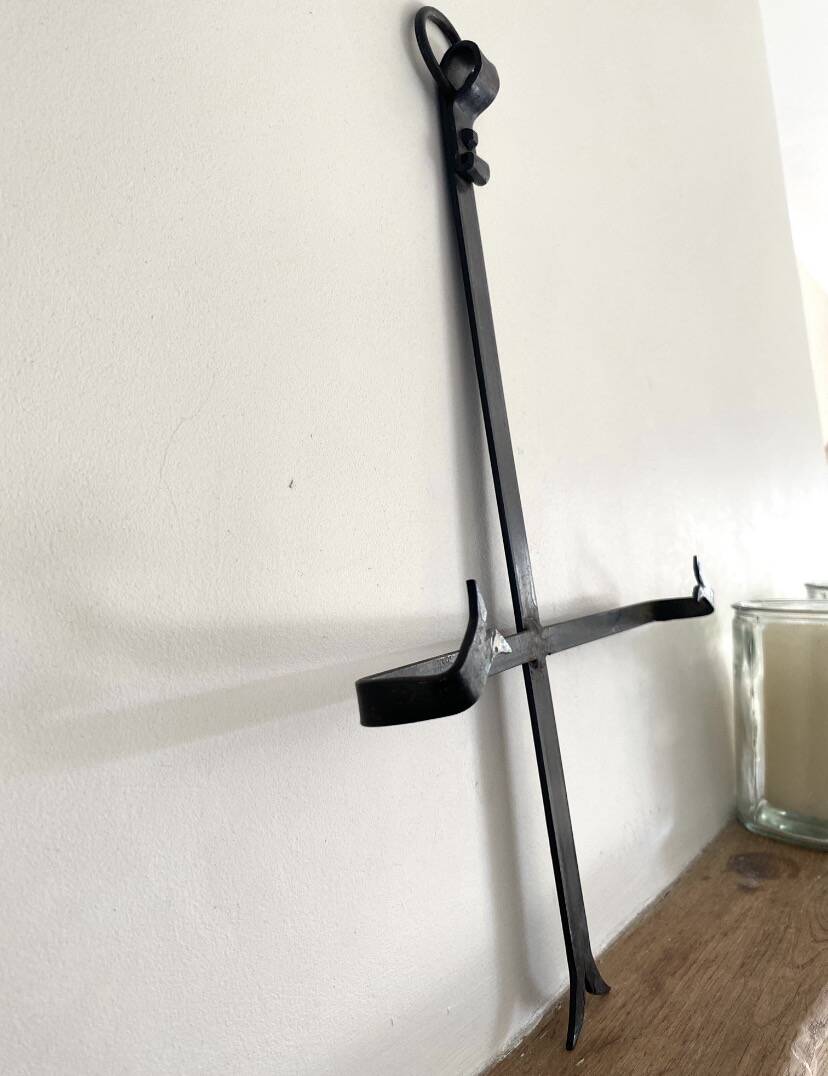 Ceramics by B. Buffat and its wrought iron support, 1970s