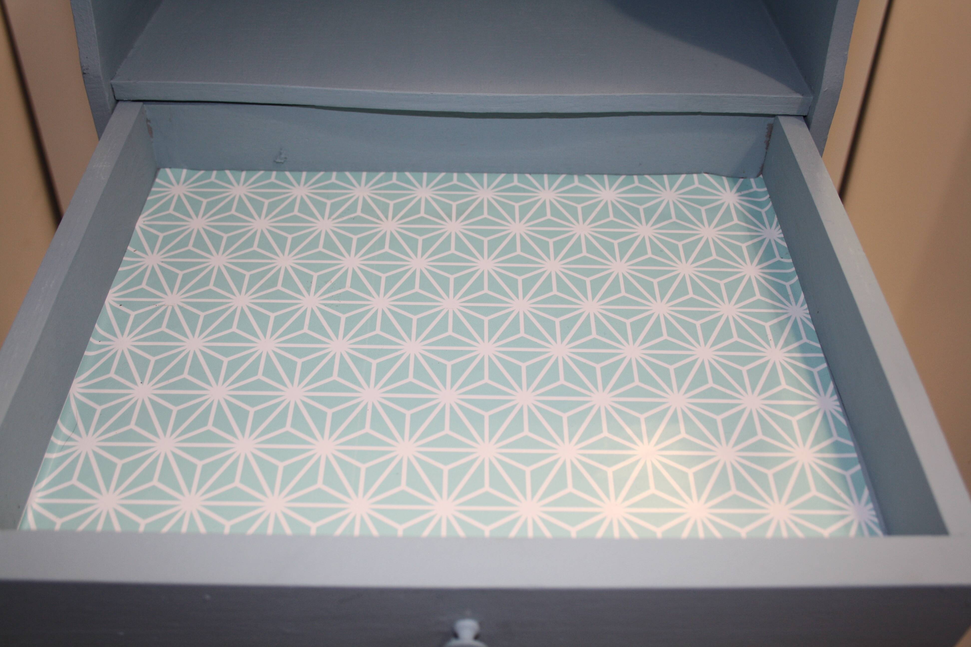 Classic blue bedside table with one drawer