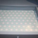 Classic blue bedside table with one drawer