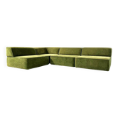 Vintage modular Trio sofa in green teddy fabric from Cor, 1970s, set of 4.