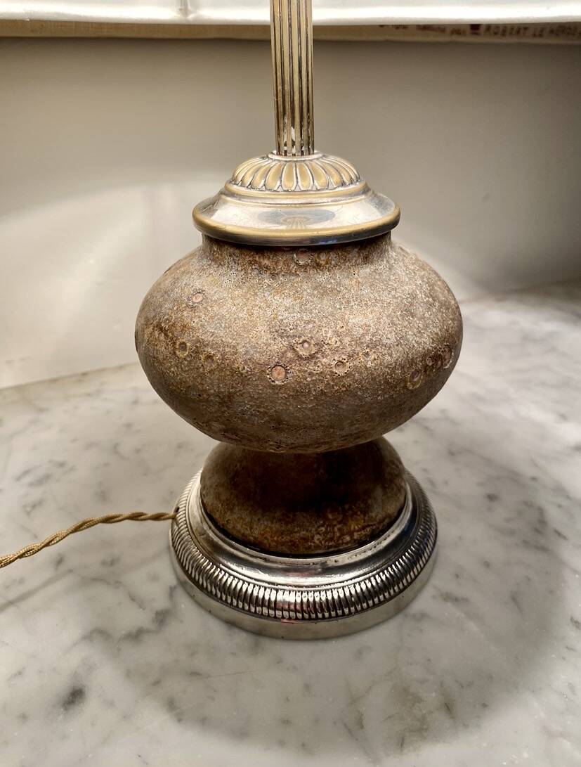 Stone lamp, fabric cable, cotton shade