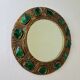 Italian mid-century mirror by Creaciones Gobesso, green Murano rock crystals, 1960s