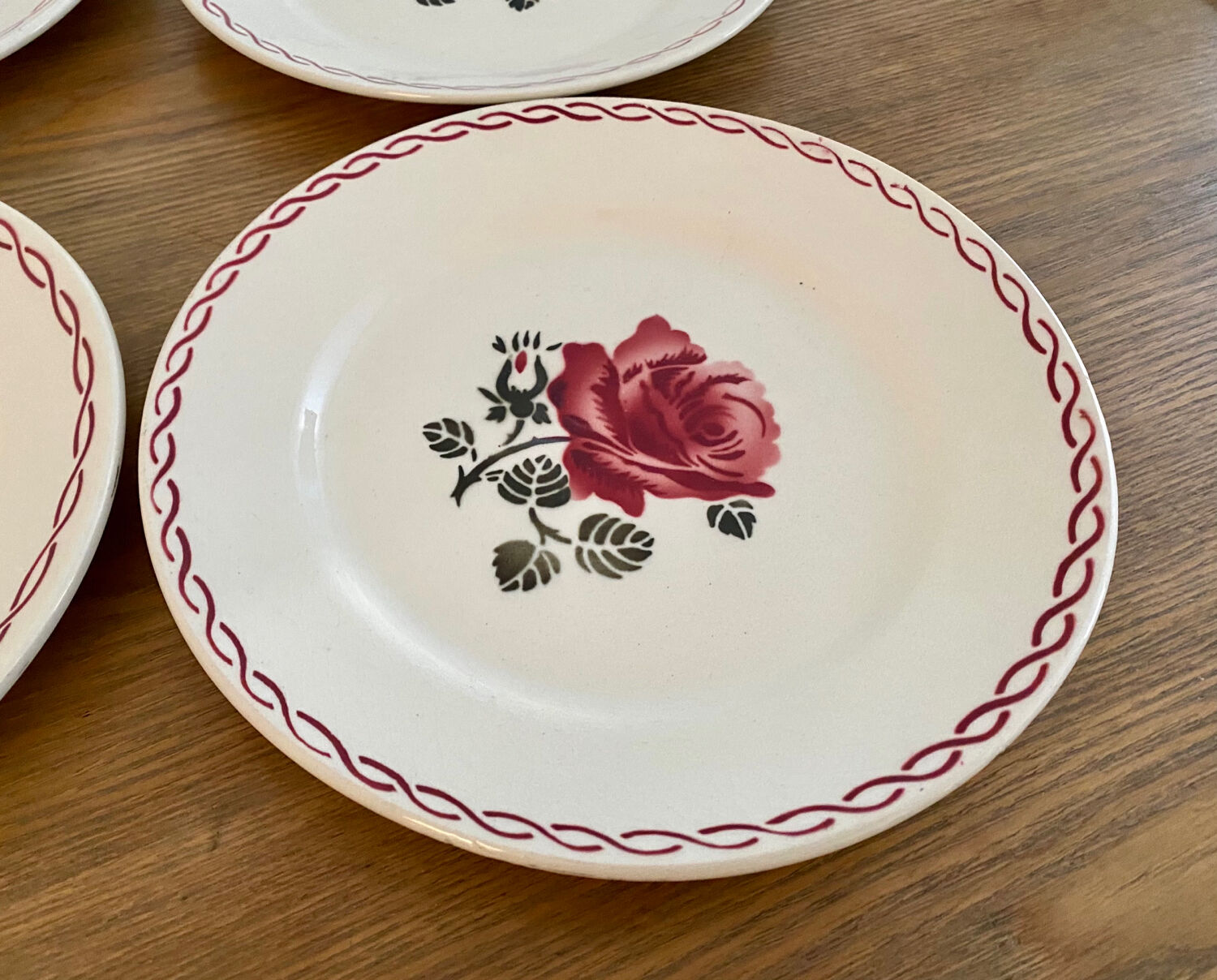 Dessert service 9 vintage Badonviller porcelain plates from the 60s