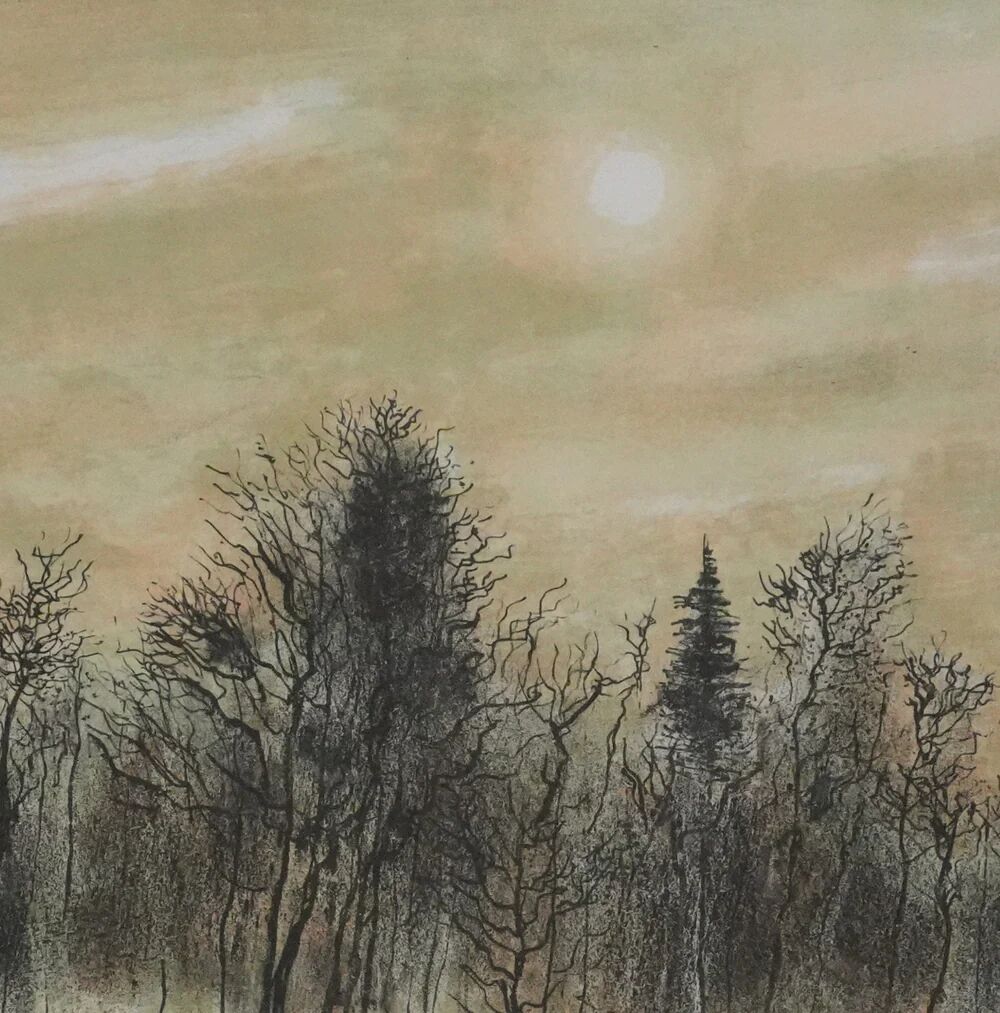 Bernard Gantner: Clearing under the snow, signed original lithograph.