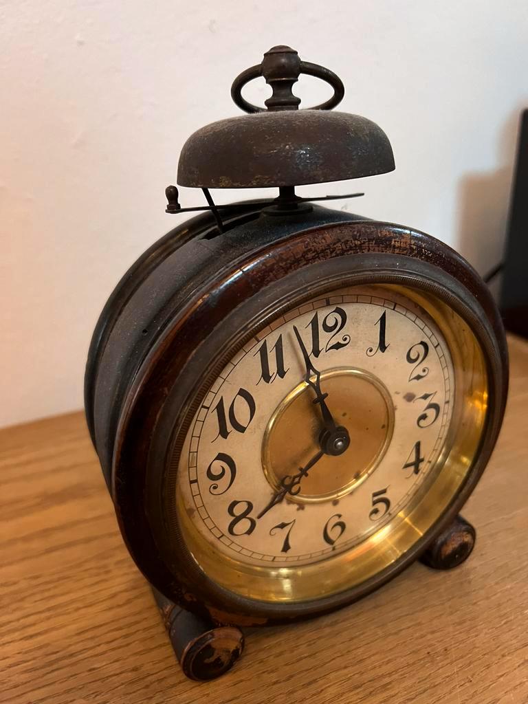 Antique wooden alarm clock / table clock