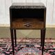 Art Deco bedside table in rosewood, walnut burl, and marble top.
