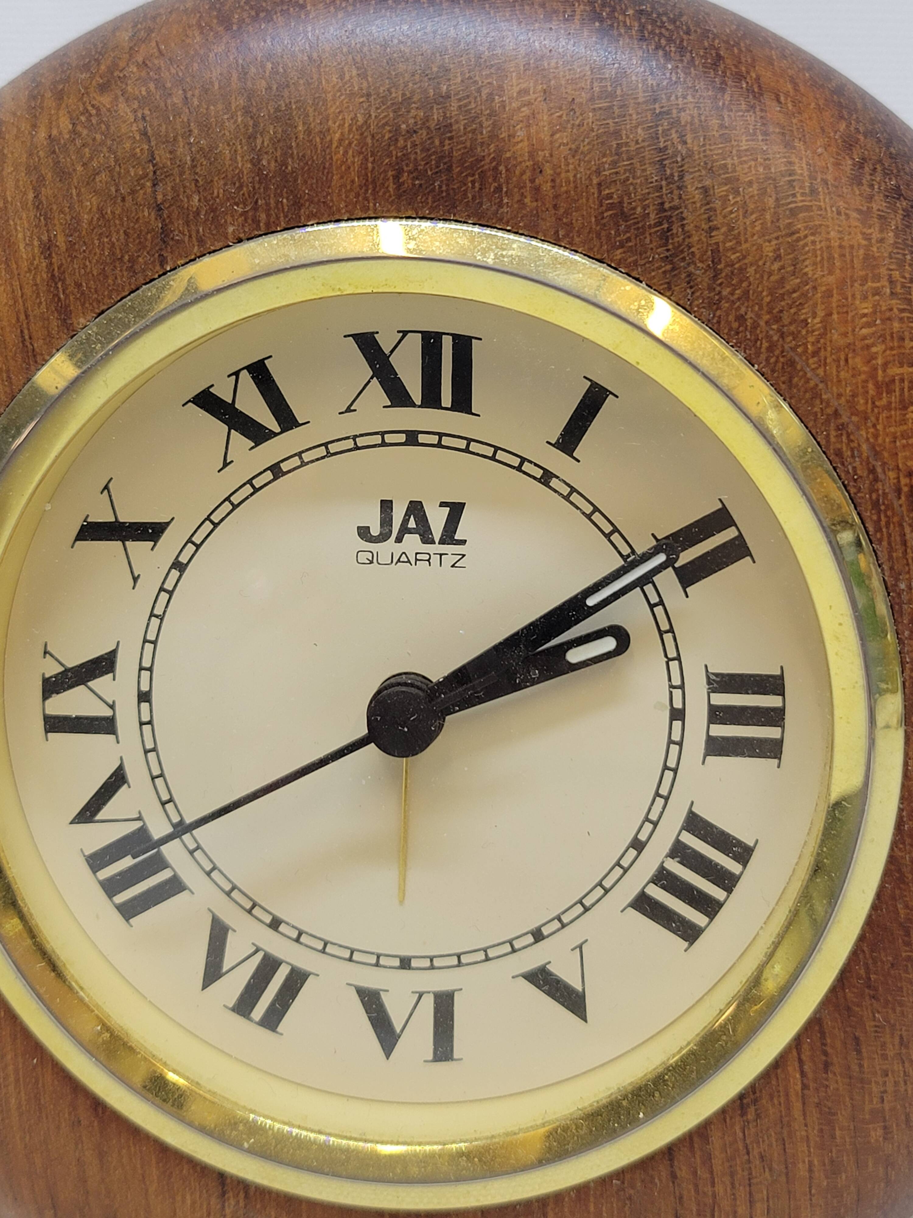 Jaz Quartz Alarm Clock In Wood And Gold Dial