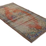 One-of-a-kind turkish handwoven vintage rug - rustic vintage charm 283x 156 cm