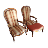 Fauteuils Voltaire en noyer