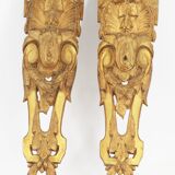 set of 2 old brass pediments