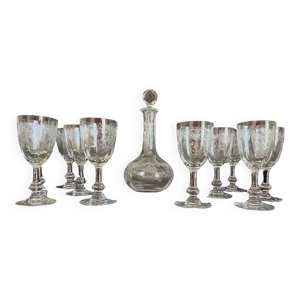 9 verres à vin blanc - cristal carafe