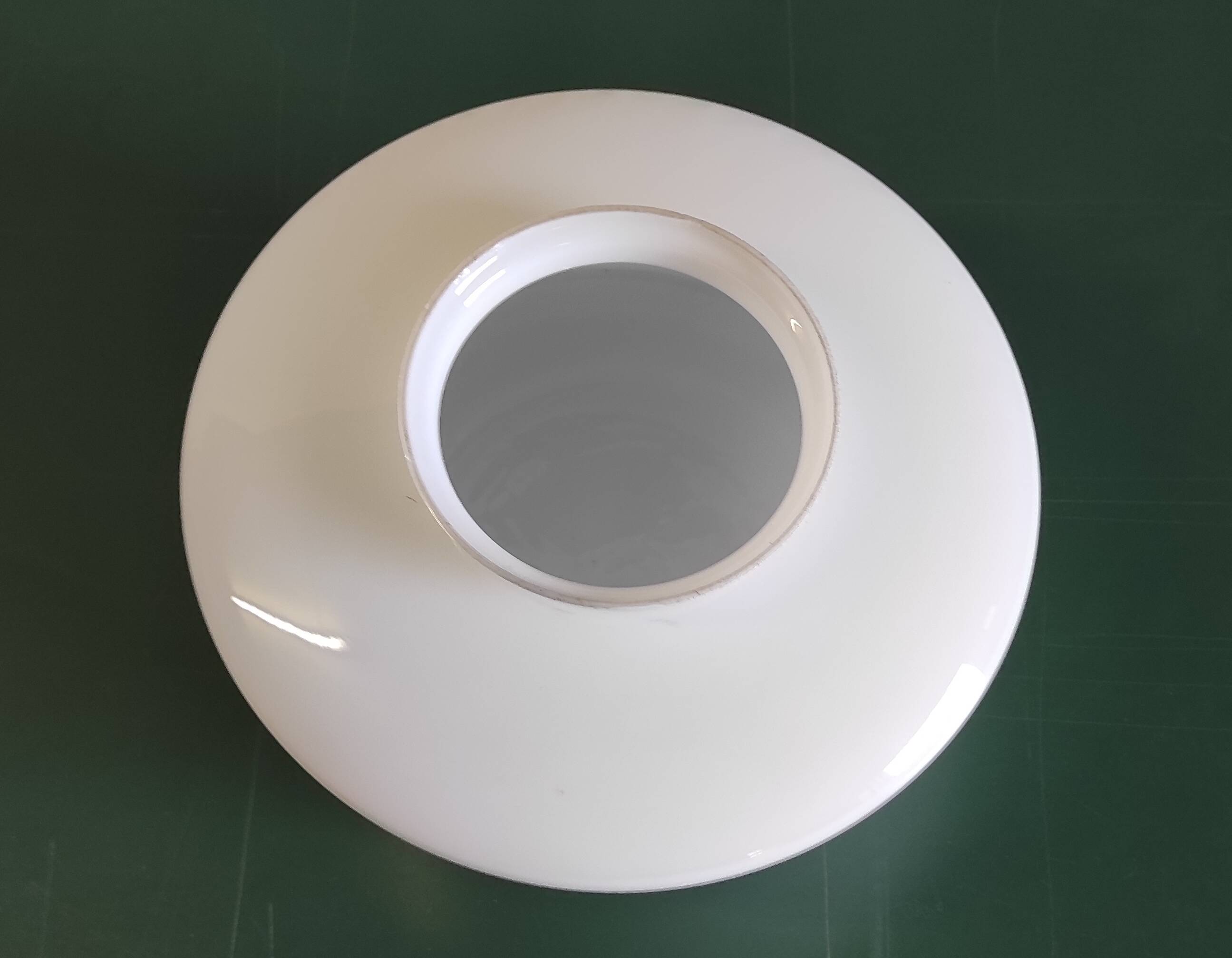 Industrial style opaline globe lampshade, mid-20th century