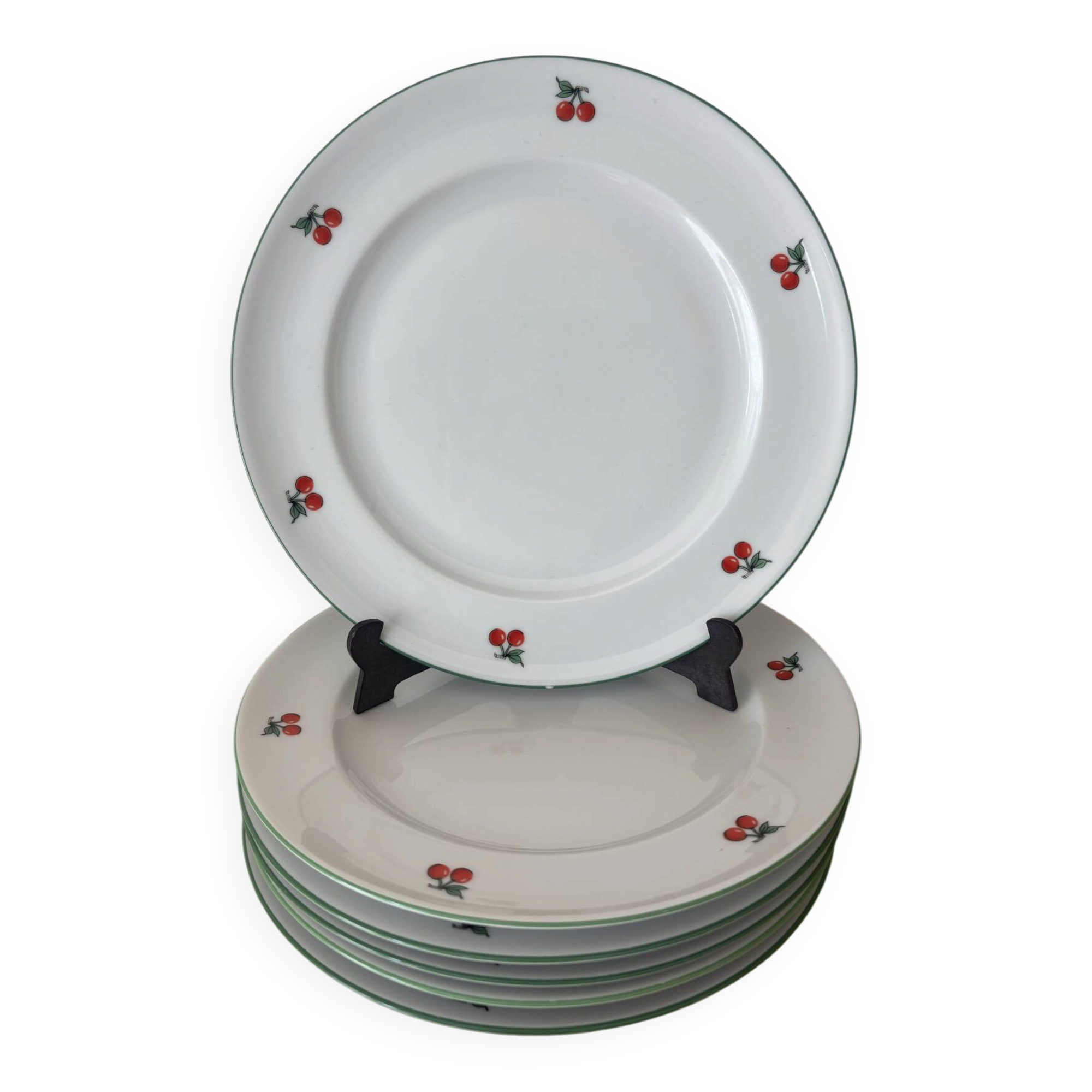 Lot de 6 assiettes à dessert en porcelaine tables & couleurs cerises