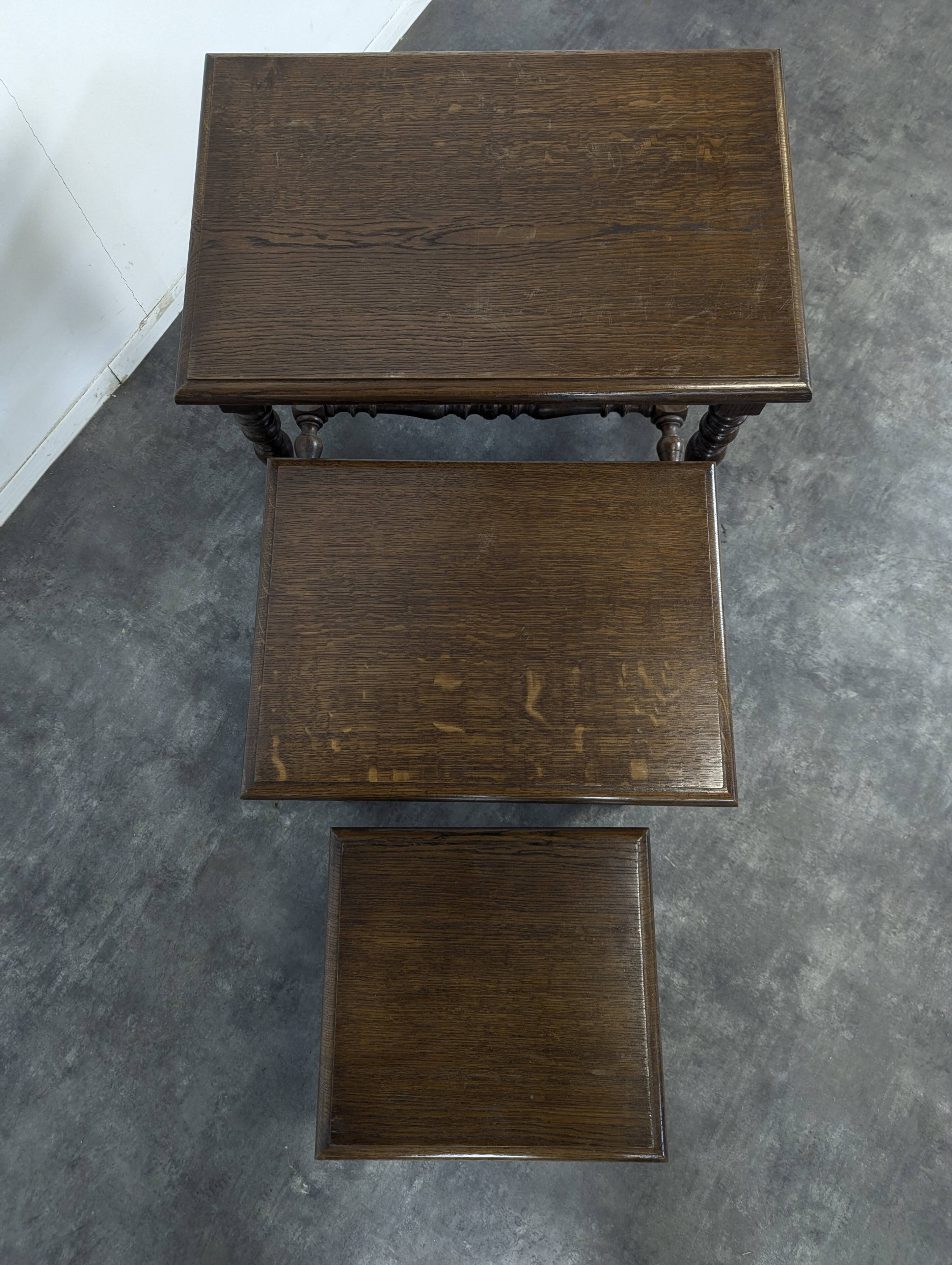 Rustic nesting tables in oak