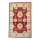 Red Gold Wool Rug, Handmade Floral Oriental Carpet 121x77cm Bedroom Decor
