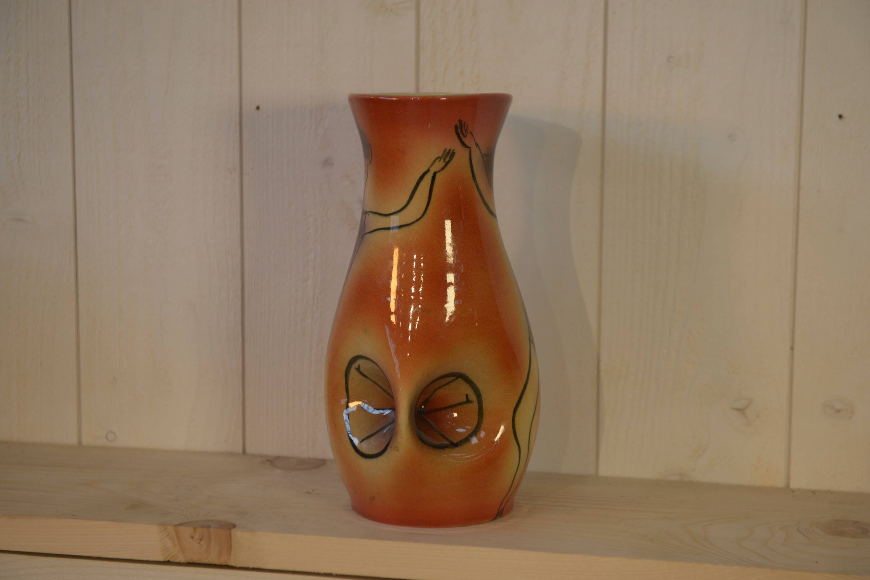 Vase céramique Danseuse Accolay signé JC 1960's