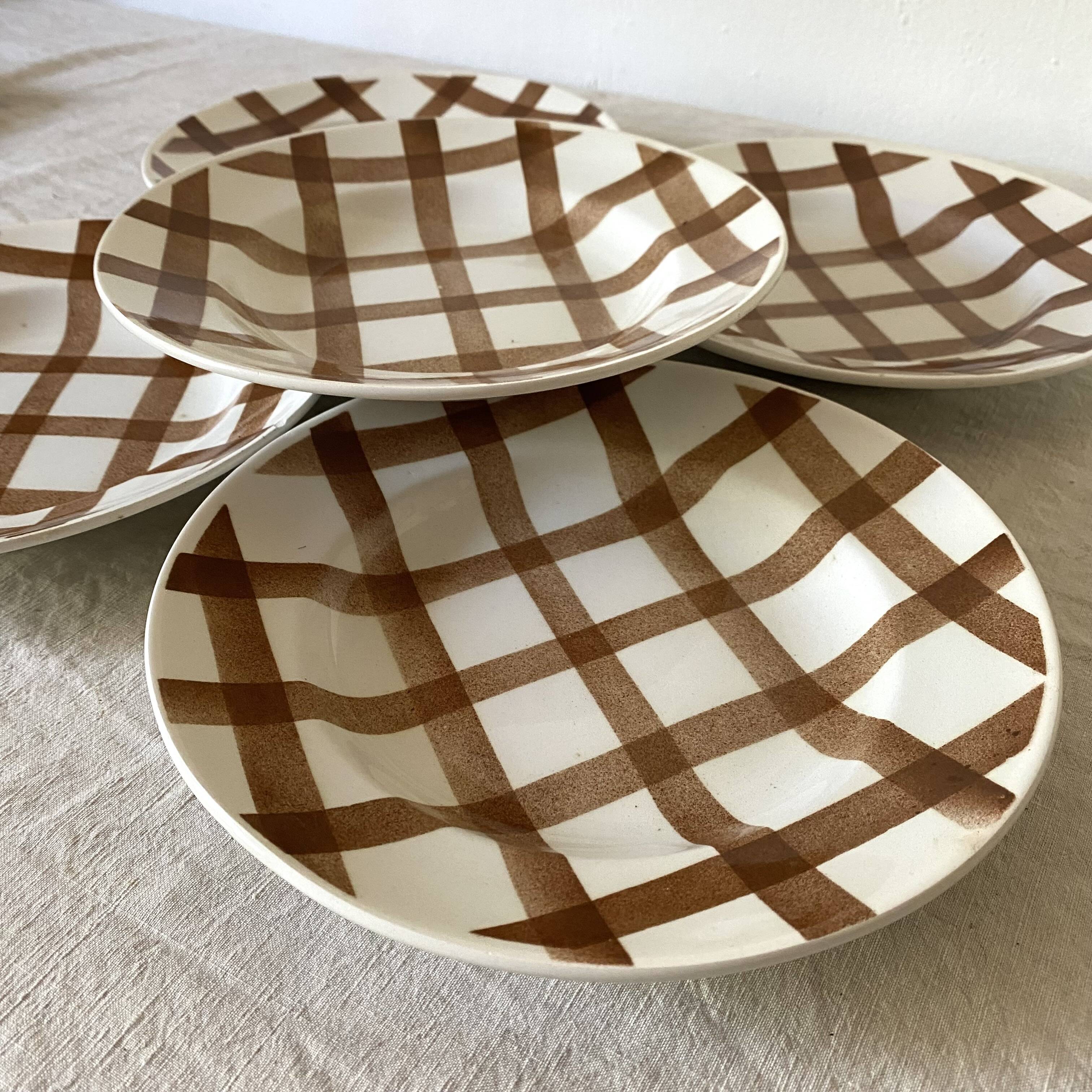 Deep plates Moulin de Loups gingham Glasgow model