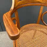 Fischel bistro armchair in wood and canework from the 50s/60s