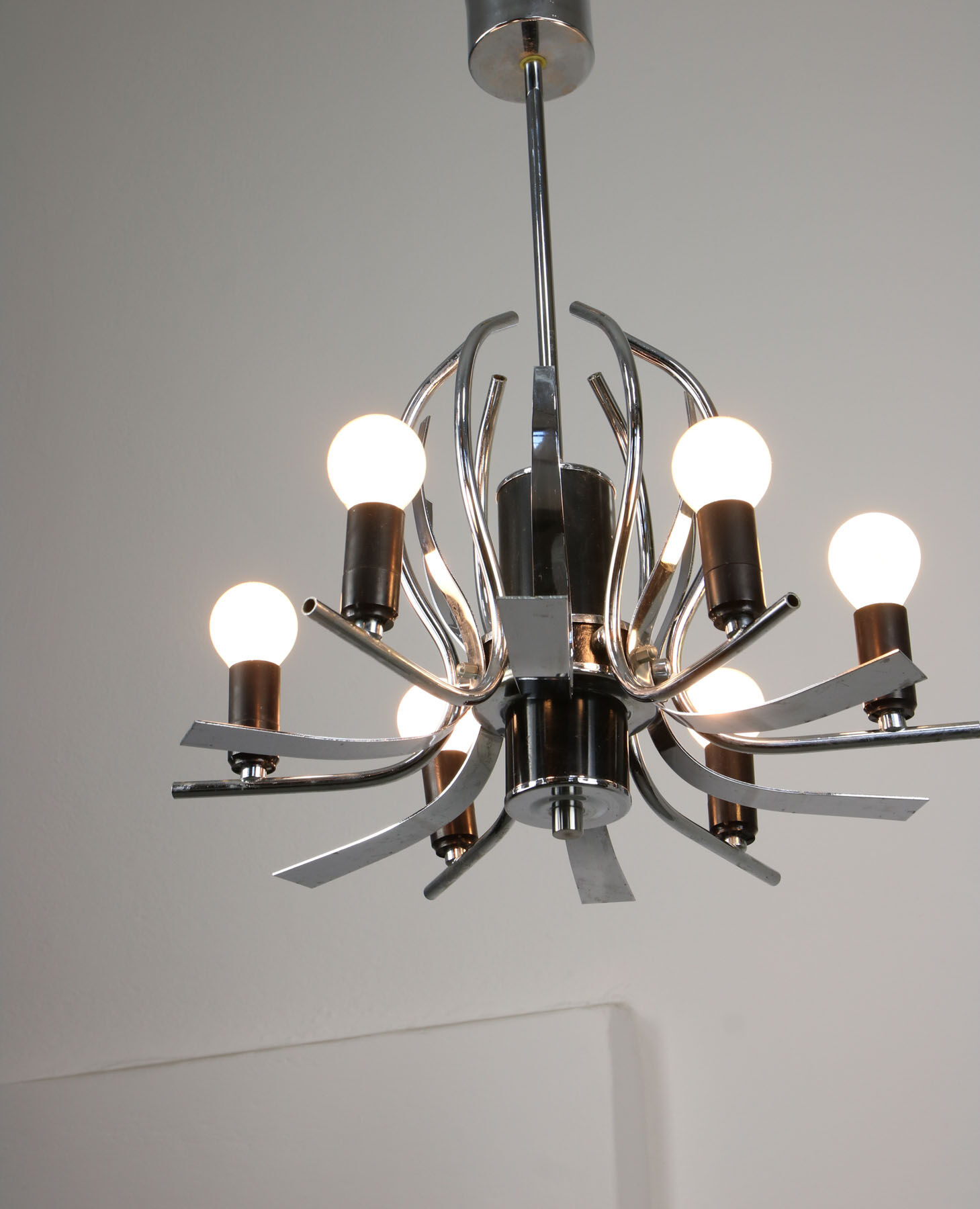 Vintage chrome swan shaped chandelier, 70