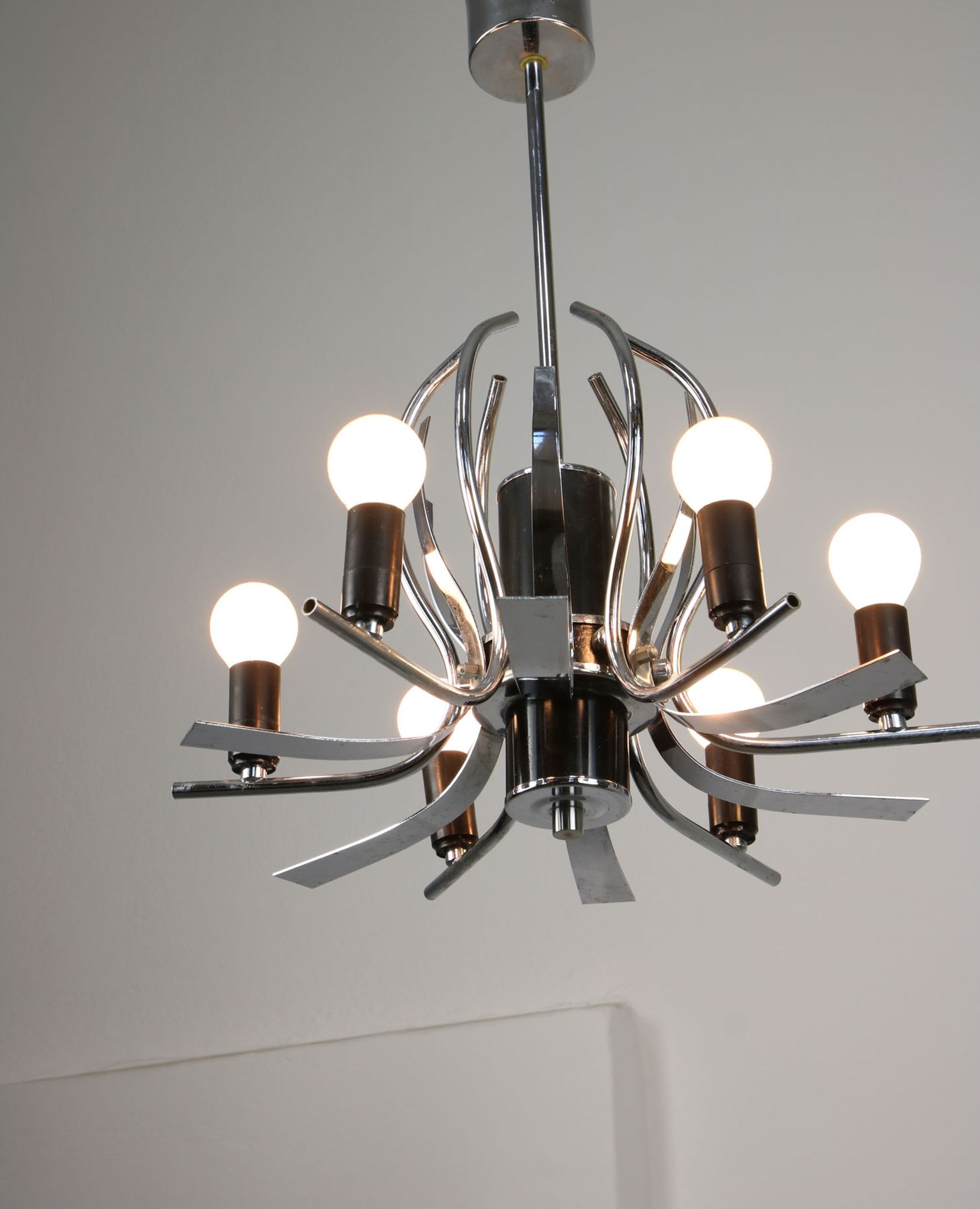 Lustre vintage en forme de cygne chromé, années 70