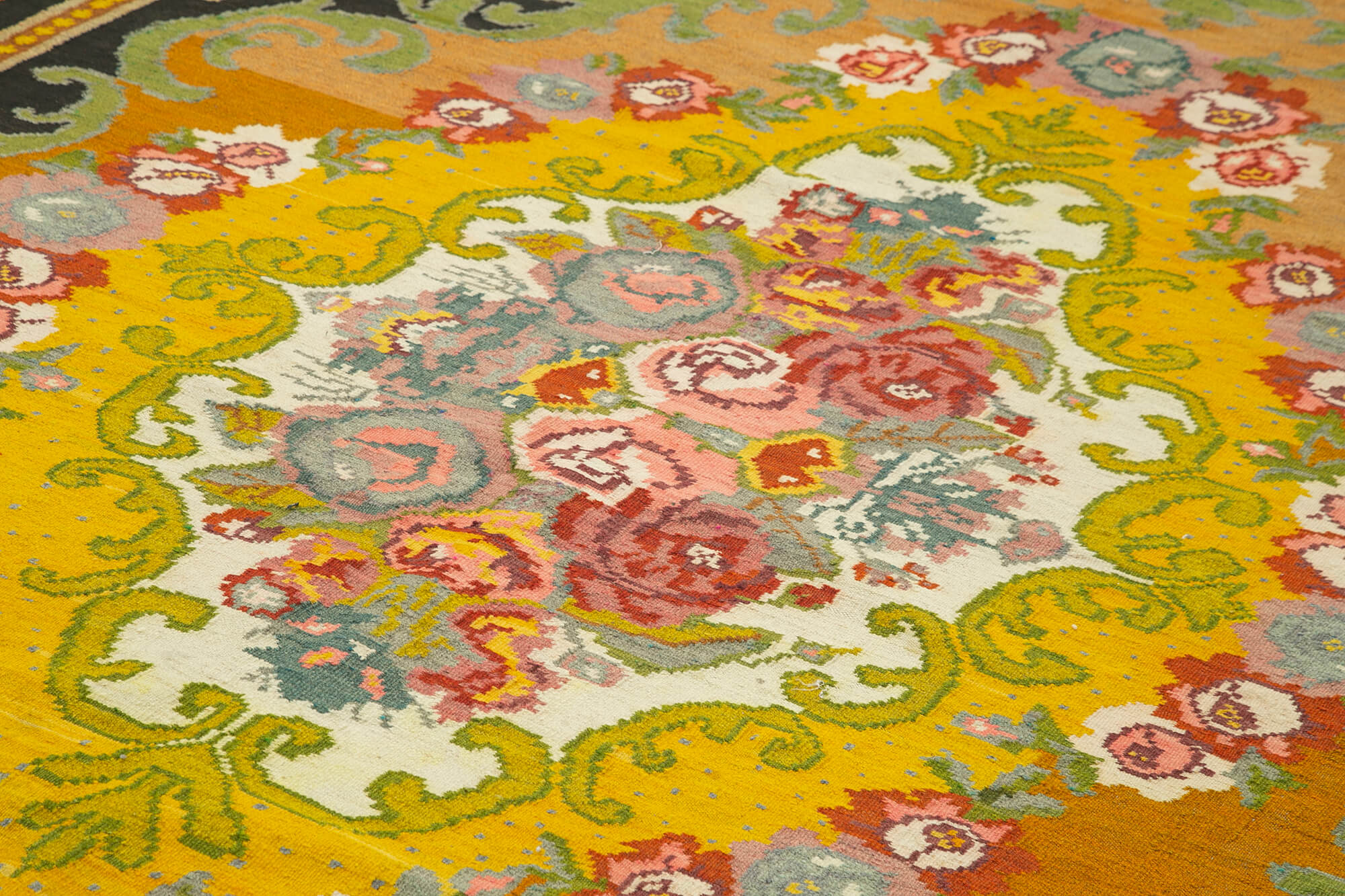 Handwoven Vintage Flatweave Black Kilim 208 cm x 330 cm - 23429