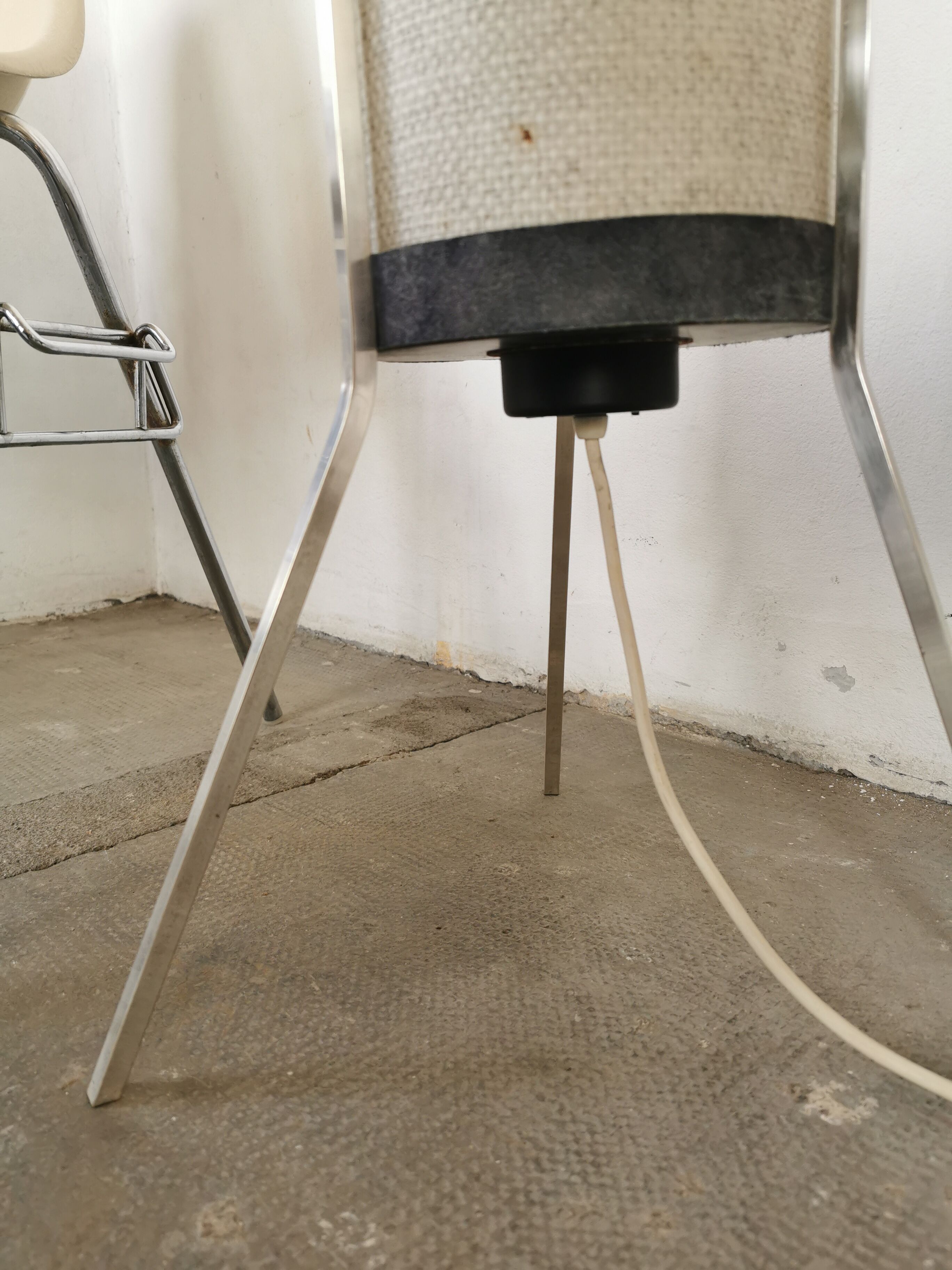 Floor lamp seventies totem, chrome and suede