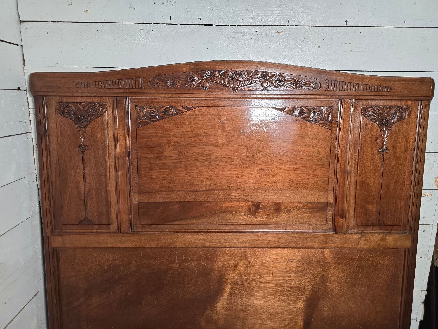 Art Deco walnut headboard