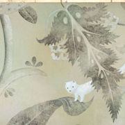 Painted canvas representing ermines. Contemporary Work.