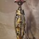 Art Deco wrought iron lamp with glass paste tulip, 1930s, with its wire