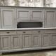 Gray patinated kitchen cabinet