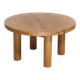 Table basse ronde en bois d'orme massif, France, années 1970