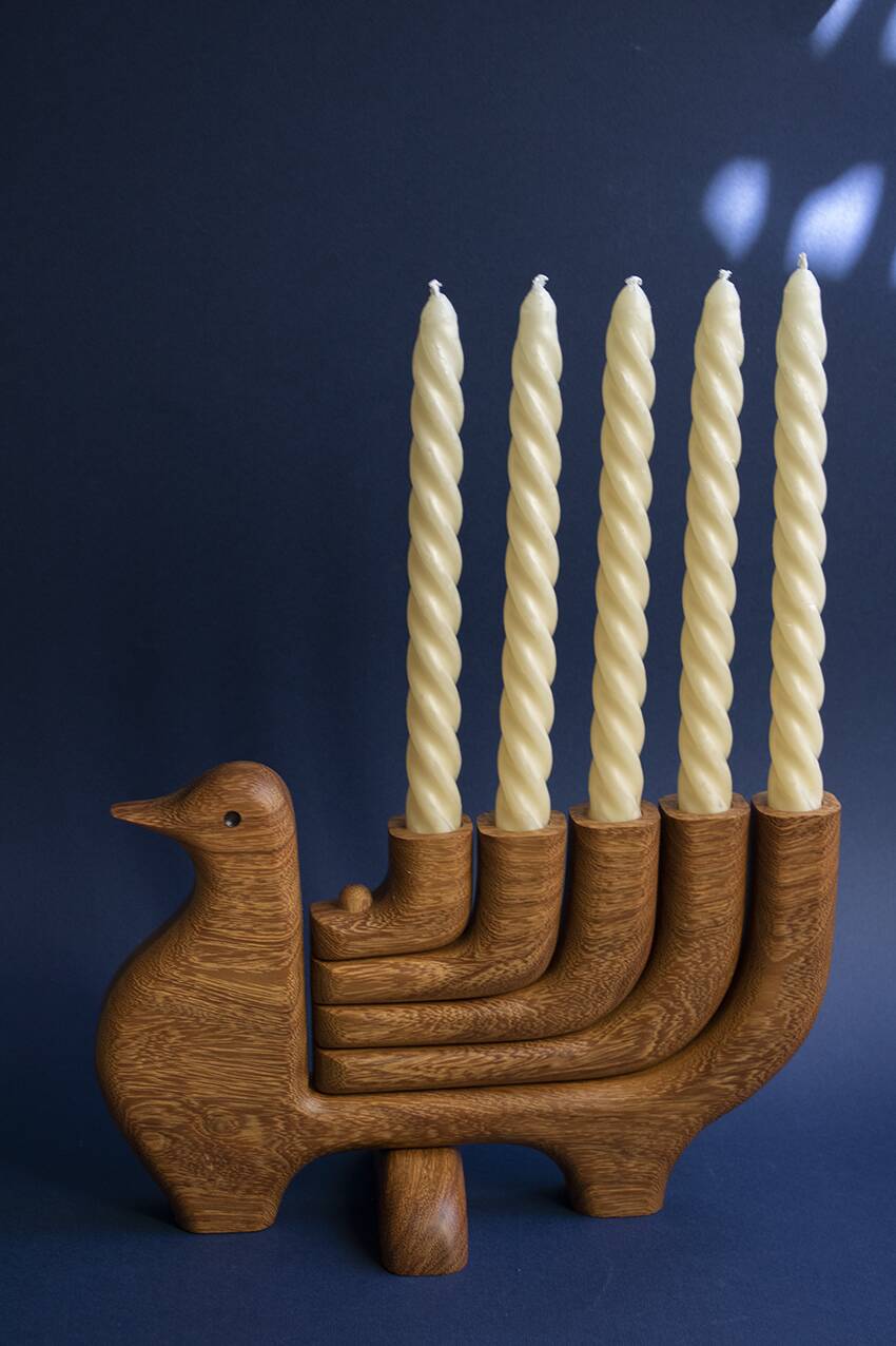 Wooden candle holder - Candelabro Paloma